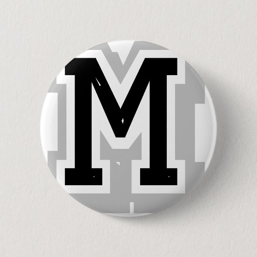 schwarzer grauer Buchstabe M Button (Vorderseite)