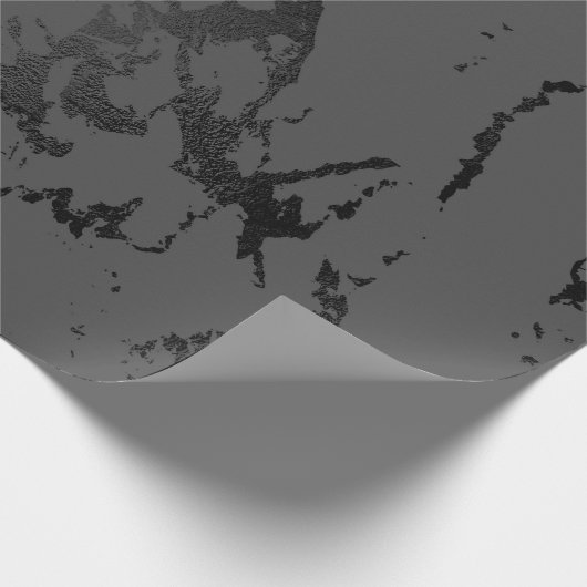 Schwarzer grauer Marmor Silver Abstrakte Schlaganf Geschenkpapier (Ecke)