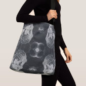 Schwarzer grauer Schädel-Schmutz Tragetaschen Mit Langen Trägern (Von Nahem)