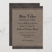 Schwarzer grauer Streifen Verlassend für Uni Party Einladung (Vorne/Hinten)