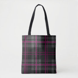 Schwarzer Grauer und Rosa Tartan-Druck Karo Schott Tasche