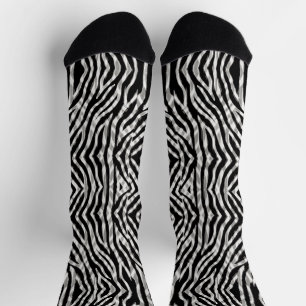 Schwarzer grauer Zebrastreifen doppelt exponiert Socken