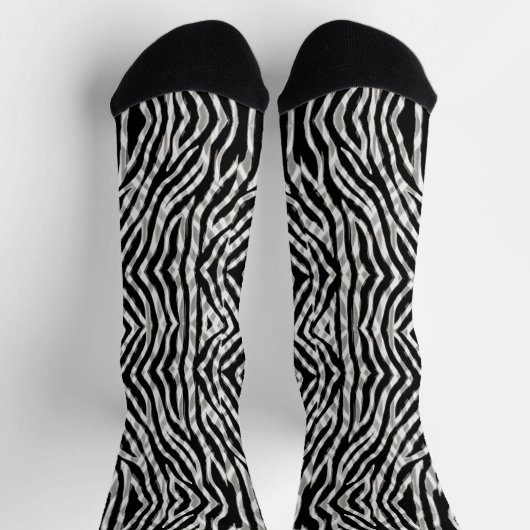 Schwarzer grauer Zebrastreifen doppelt exponiert Socken (Oben)