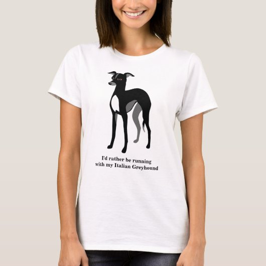Schwarzer Grauhound-Benutzerdefinierter Text T-Shirt (Vorderseite)