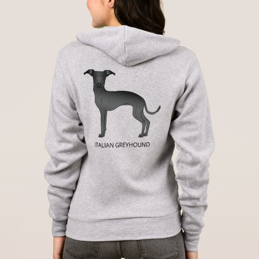 Schwarzer Grauhund Hund mit benutzerdefiniertem Te Hoodie (Rückseite)