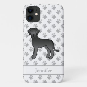 Schwarzer Great Dane Süßer Cartoon-Hund & Name Case-Mate iPhone Hülle
