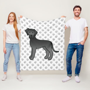 Schwarzer Great Dane Süßer Cartoon-Hund & Pfoten Fleecedecke