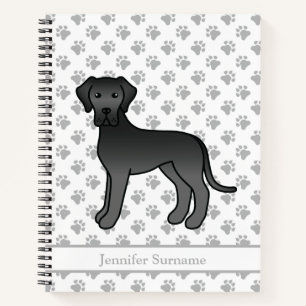Schwarzer Great Dane Süßer Cartoon-Hund & Text Notizblock