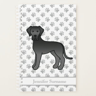 Schwarzer Great Dane Süßer Cartoon-Hund & Text Planer