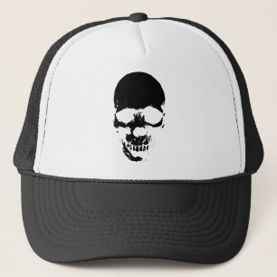 Schwarzer grimmiger Sensenmann Skull Truckerkappe