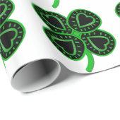 Schwarzer grüner Klee mit Papier Herz-St Patrick W Geschenkpapier (Rolleneckpunkt)