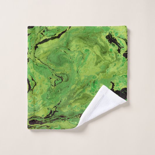 Schwarzer grüner Marmor Badhandtuch Set (Waschlappen)