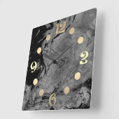 Schwarzer grüner Marmor Quadratische Wanduhr (Winkel)