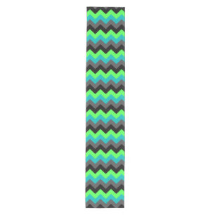 Schwarzer grüner Ombre-Chevron-Mittelgroßer Tischl Mittelgroßer Tischläufer