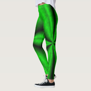 Schwarzer grüner Regenbogen in Elephantenhaut-Leth Leggings