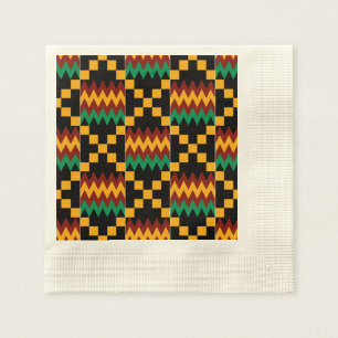 Schwarzer, grüner, roter und gelber Kente Stoff Serviette