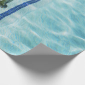 Schwarzer Gurt für das blaue Schwimmbad Geschenkpapier (Ecke)