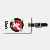 Schwarzer Gurt-Karate/Ninja brünetter Junge Gepäckanhänger (Vorderseite horizontal)