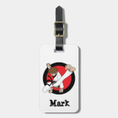 Schwarzer Gurt-Karate/Ninja brünetter Junge Gepäckanhänger (Vorderseite vertikal)