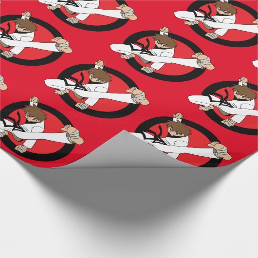 Schwarzer Gurt-Karate/Ninja brünetter Junge Geschenkpapier (Ecke)