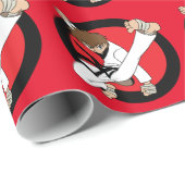 Schwarzer Gurt-Karate/Ninja brünetter Junge Geschenkpapier (Rolleneckpunkt)