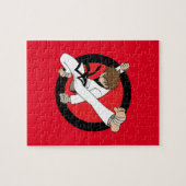 Schwarzer Gurt-Karate/Ninja brünetter Junge Puzzle (Horizontal)