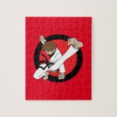Schwarzer Gurt-Karate/Ninja brünetter Junge Puzzle (Vertikal)