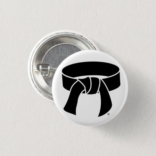 Schwarzer Gürtel pinback Knopf Button (Vorne & Hinten)