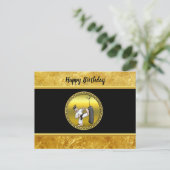 Schwarzer Gürtelkarate-Mann, der eine schwarze Tra Postkarte (Stehend Vorderseite)