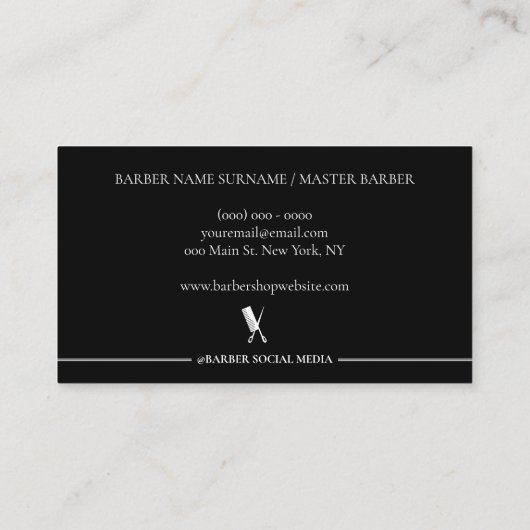 Schwarzer Haarkomben Frischhaltestelle Elegante Sa Visitenkarte (Rückseite)