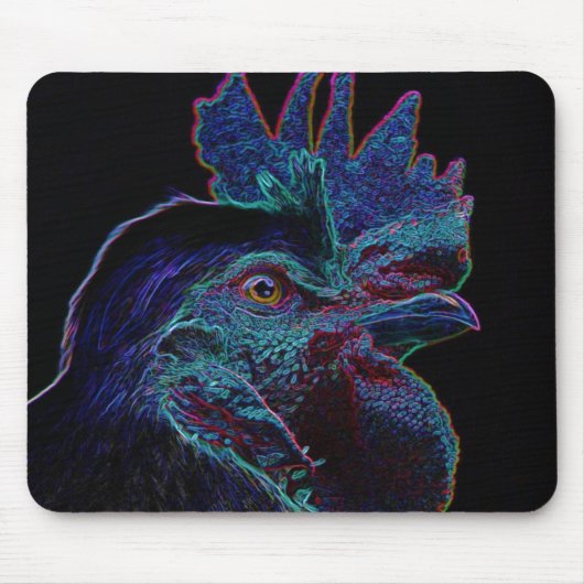 Schwarzer Hahn Mousepad (Vorne)