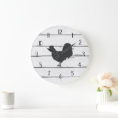 Schwarzer Hahn rustikaler Shiplap Bauernhaus-Dekor Große Wanduhr (Zuhause)