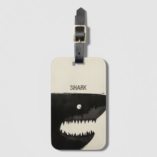 Schwarzer Hai Gepäckanhänger (Vorderseite Vertikal)