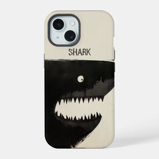 Schwarzer Hai iPhone 15 Hülle (Rückseite)