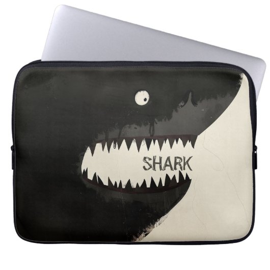 Schwarzer Hai Laptopschutzhülle (Vorderseite)