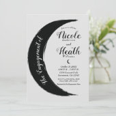 Schwarzer Halbmond Dunkler Mond Graue Verlobung Du Einladung (Stehend Vorderseite)