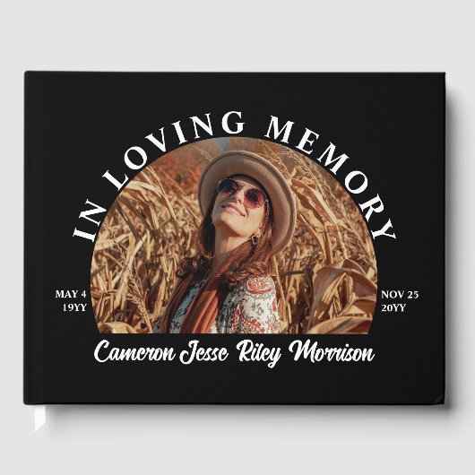 Schwarzer Halbmond-Foto, der Text in einem liebend Gästebuch (Vorderseite)