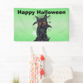 Schwarzer Halloween-Baum mit bösen Gesichtern Banner (Insitu)