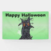Schwarzer Halloween-Baum mit bösen Gesichtern Banner (Horizontal)