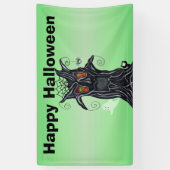 Schwarzer Halloween-Baum mit bösen Gesichtern Banner (Vertikal)