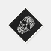 Schwarzer Halloween-Blume Skull Serviette (Ecke)