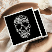 Schwarzer Halloween-Blume Skull Serviette