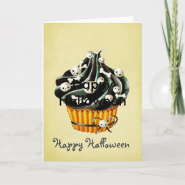 Schwarzer Halloween-kleiner Kuchen Karte