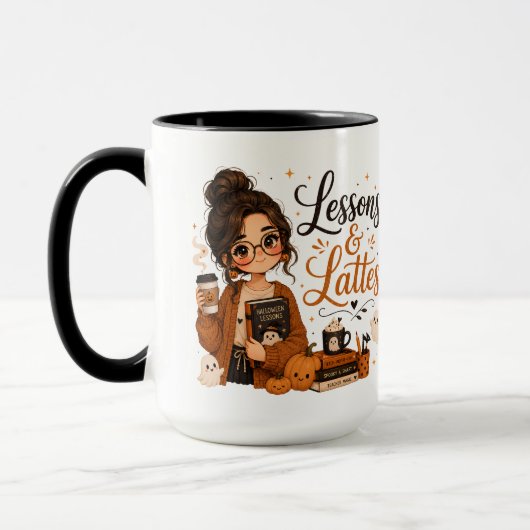 Schwarzer Halloween-Lehrer-Mug Funny Spooky Latte Tasse (Links)