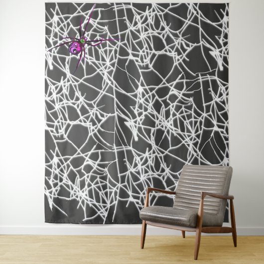 Schwarzer Halloween Spiderweb Foto Hintergrund Wandteppich (Beispiel)