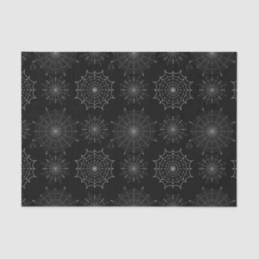 Schwarzer Halloween-Spinnennetze Seidenpapier (Vorderseite)