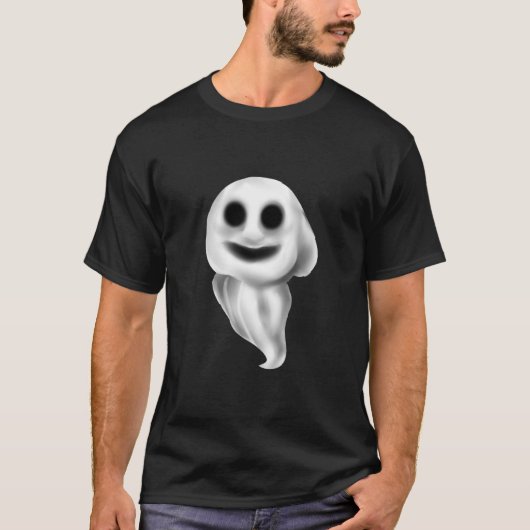 Schwarzer Halloween-T - Shirt mit Spooky Ghost. (Vorderseite)