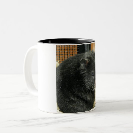 Schwarzer Hamster Zweifarbige Tasse (Vorderseite Links)