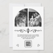 Schwarzer Handgezeichneter Weißer Bogen QR-Code Fo Einladung (Rückseite)