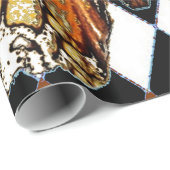SCHWARZER HARLEKIN GEMUSTERTES BROWN-WHITE GESCHENKPAPIER (Rolleneckpunkt)